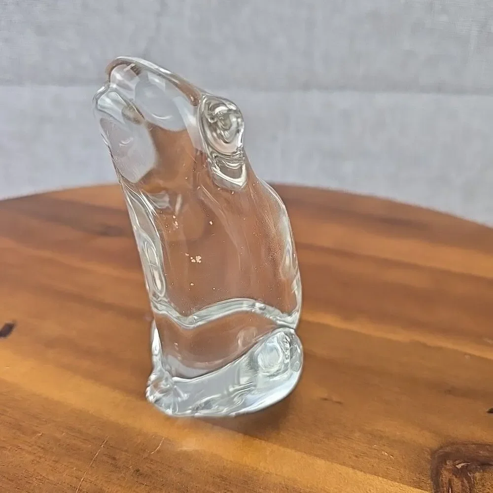 Vintage FM Ronneby Konstglas Sweden‎ MCM Art Clear Glass Frog Paperweight 4.5”